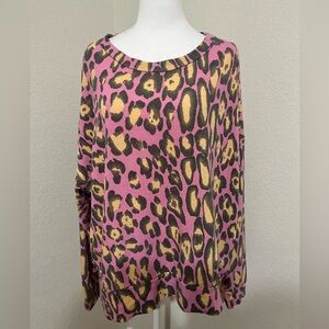 ❄️ ⛄️ White Birch pink and yellow leopard print sweater. Size 2xl